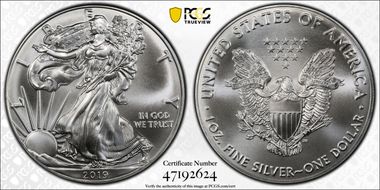 2019 $1 Silver Eagle MS70