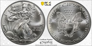 2019 $1 Silver Eagle MS69