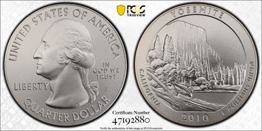2010-P 25C Yosemite NP  5 oz Silver SP69
