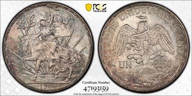 1914 Peso Caballito KM-453  Ag MS63