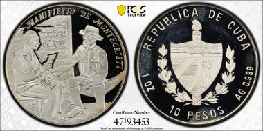 1994 10 Peso Montechristi Manifesto PR64DCAM
