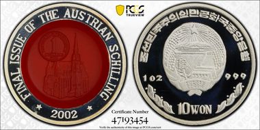 2002 10 Won Austrian Schilling PR69DCAM