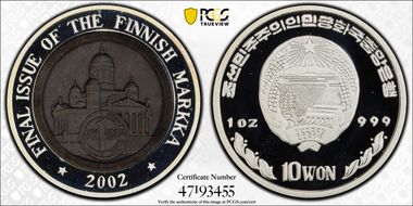 2002 10 Won Finnish Markka PR69DCAM