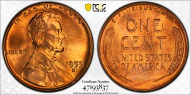 1955-S 1C MS66RD