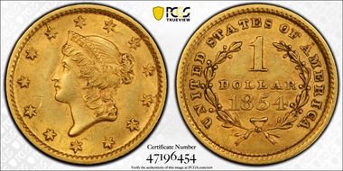 1854 G$1 Type 1 AU58