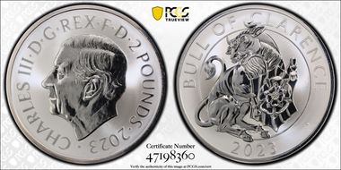 2023 £2 Bull of Clarence Rev PR The Tudor Beasts PR69