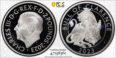 2023 £2 Bull of Clarence 1oz Ag The Tudor Beasts PR69DCAM