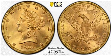 1906-D $10 MS64+