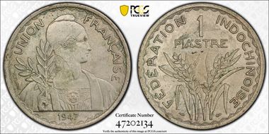 1947 Piastre Lec-320 Tranche Striée N1