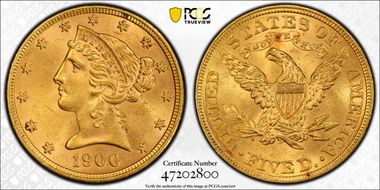1900 $5 MS64
