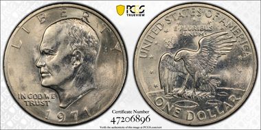 1971-D $1 "Friendly Eagle" FS-901 Type 1 Reverse AU55