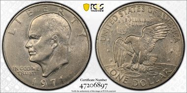 1971-D $1 "Friendly Eagle" FS-901 Type 1 Reverse AU53
