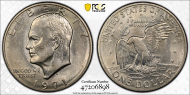 1971-D $1 "Friendly Eagle" FS-901 Type 1 Reverse AU58