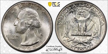 1943-D 25C MS65
