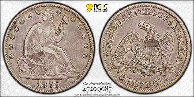 1859-O 50C WB-12 Large O XF45