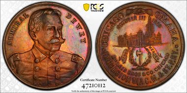 1898 AE Medal Admiral Dewey 38mm McLain Bros & Co. MS62RB