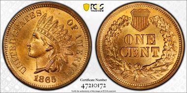 1865 1C Fancy 5 MS66RD