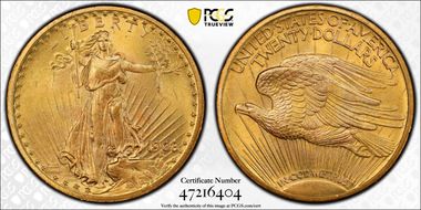 1908 $20 Motto MS67+