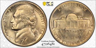 1938-D 5C Jefferson MS66