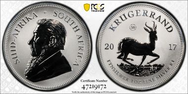 2017 1 Rand 50th Anniv. Krugerrand Ag SP70