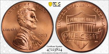 2013-D 1C Shield MS67RD