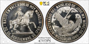 1965-Mo Medal Grove-P-326a Jose Morelos Ag MS67