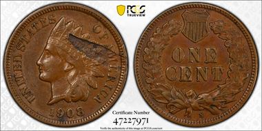 1908-S 1C AU50BN