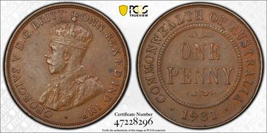 1931 (m) 1D Indian obverse Aligned date AU55BN