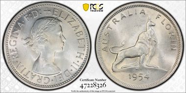 1954(m) Florin Royal Visit KM-55  Ag MS64