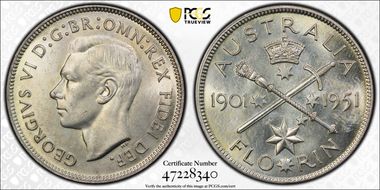 1951(m) Florin Jubilee KM-47  Ag MS65