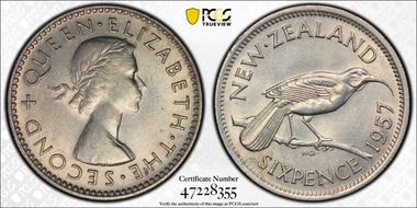 1957 6D No Strap AU58