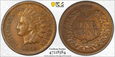 1869 1C VF35BN