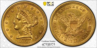 1877-S $2.50 AU55
