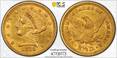 1879 $2.50 AU58