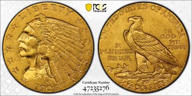 1909 $2.50 MS62