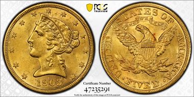 1903 $5 MS62