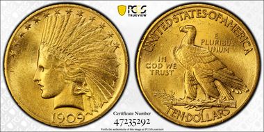 1909 $10 MS62