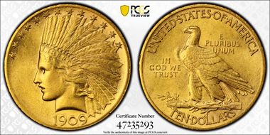1909 $10 MS62