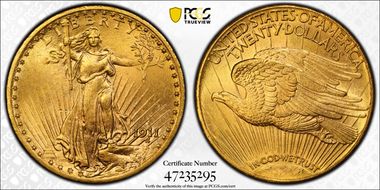 1911-D $20 MS63