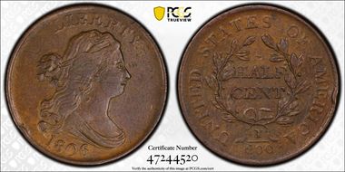 1806 1/2C Small 6, No Stems N1BN