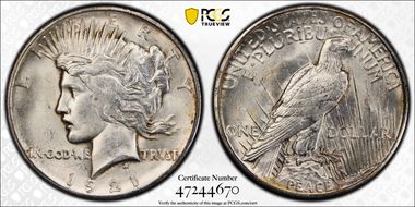 1921 $1 VAM 1A, Field Break Peace MS62