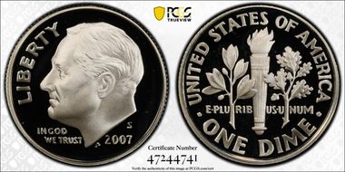 2007-S 10C Silver PR69DCAM