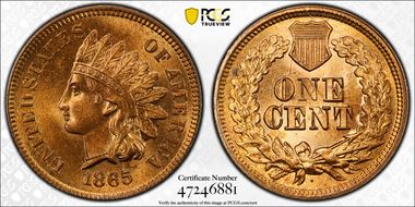 1865 1C Fancy 5 MS66RD