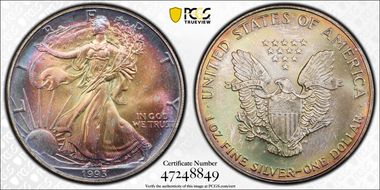 1993 $1 Silver Eagle MS68