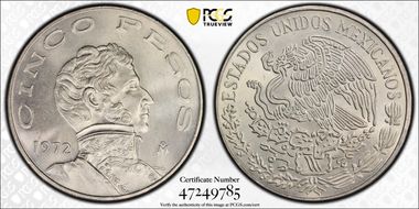 1972-Mo 5 Peso MS66