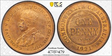 1921 1D Indian obverse MS63RB