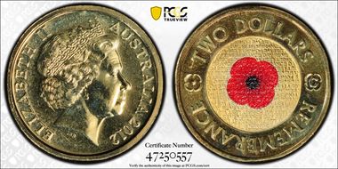 2012-C $2 Remembrance Day Colorized MS68