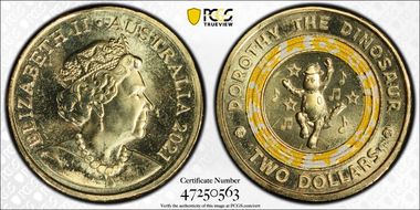 2021 $2 Wiggles-Dorothy the Dinosaur 30th Ann. Colorized MS68