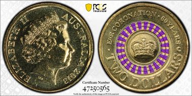 2013-C $2 Coronation Colorized MS68