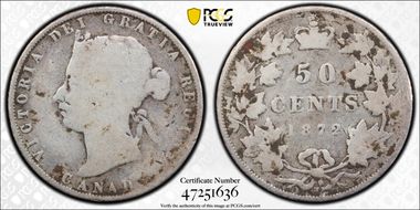 1872-H 50C ∀ICTORIA N1